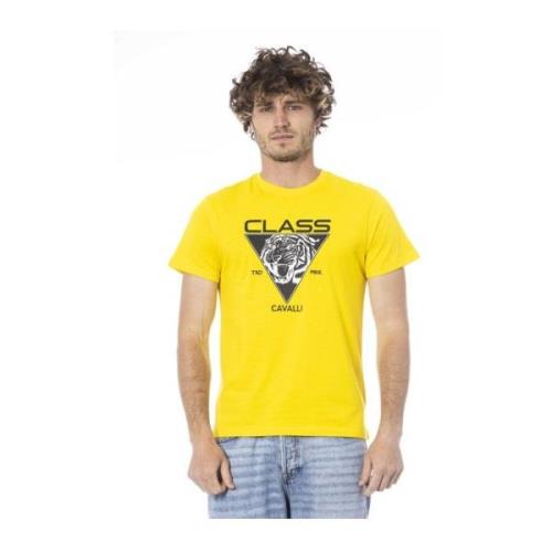 Cavalli Class Logo Print Crew Neck T-Shirt Yellow, Herr