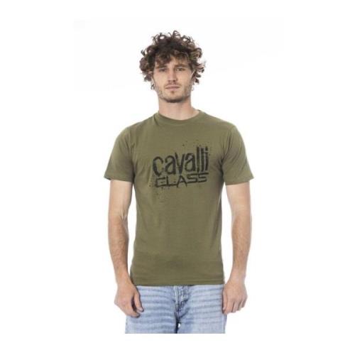 Cavalli Class Grön Logo Print Crew Neck T-Shirt Green, Herr