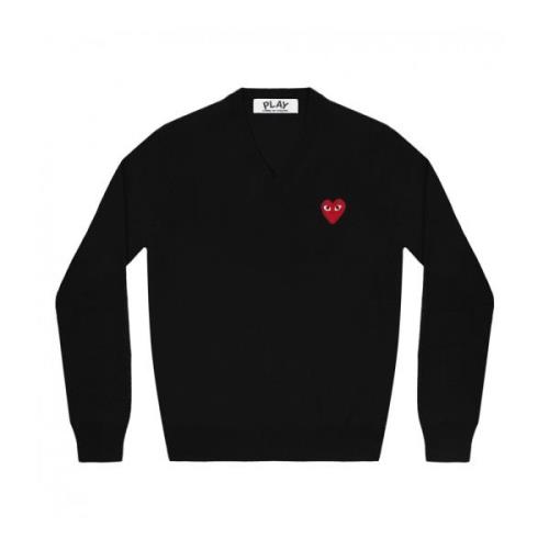 Comme des Garçons Play V-Neck Pullover Sweater Black, Herr