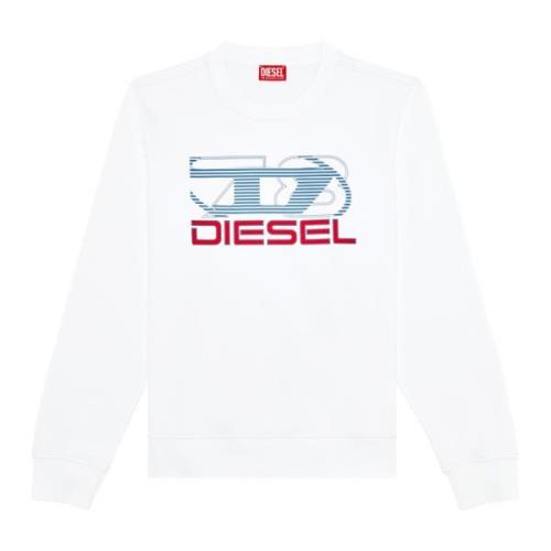 Diesel Sweatshirt med logotryck White, Herr