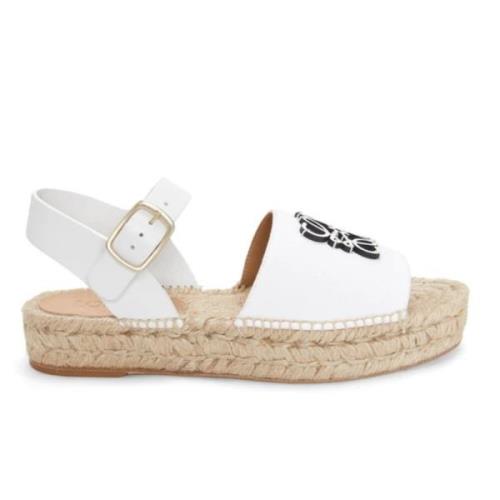 Loewe Anagram Läder Platta Sandaler White, Dam