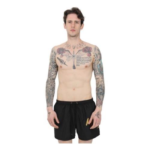 Moschino Strandshorts med guldlogga Black, Herr