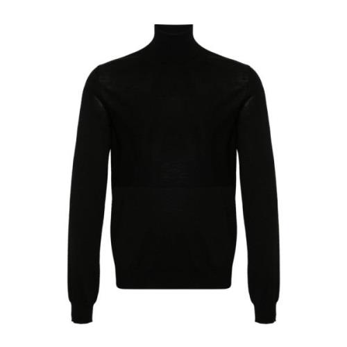 Jil Sander Svart Finstickad Tröja Med Rullkrage Black, Herr