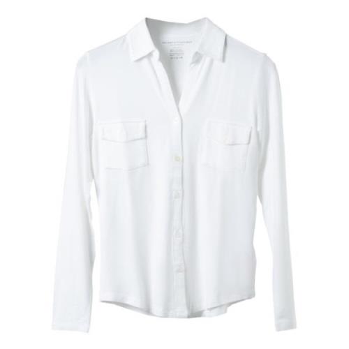 Majestic Filatures Elegant LS Pocket Polo Shirt White, Dam