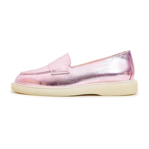 Cesare Gaspari Metallic Pink Loafers med Chunky Sole Pink, Dam