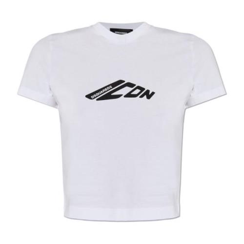 Dsquared2 Kort T-shirt med logotyp White, Dam