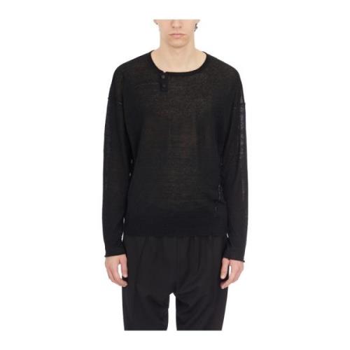 Isabel Benenato Linne Crewneck Topp Black, Herr