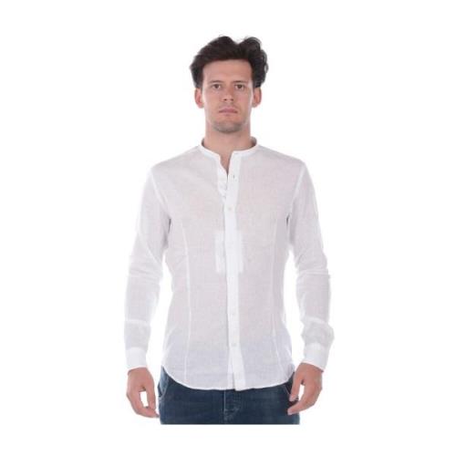 Daniele Alessandrini Slim Fit Koreansk Skjorta White, Herr