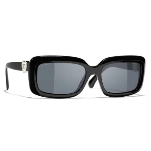 Chanel Ikoniska solglasögon med enhetliga linser Black, Unisex