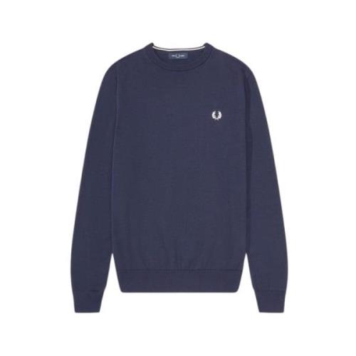 Fred Perry Klassisk Crew Neck Ullblandad Tröja Blue, Herr