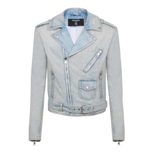 Balmain Denim bikerjacka Blue, Herr