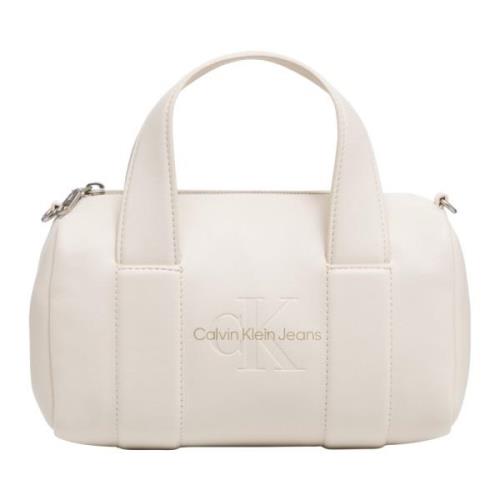 Calvin Klein Jeans Justerbart Axelband Handväska med Dragkedja Beige, ...