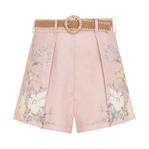 Zimmermann Rosa Blommig Tuck Shorts Pink, Dam