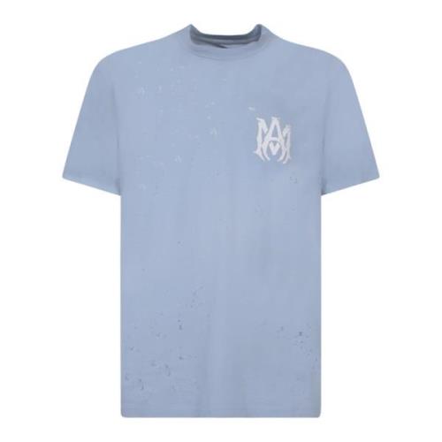 Amiri Blå Bomull T-shirt med Logotyptryck Blue, Herr