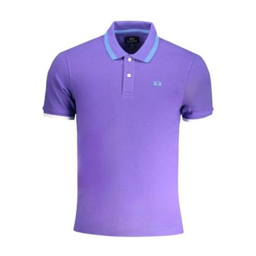 La Martina Lila Polo Skjorta med Kontrast Broderi Purple, Herr