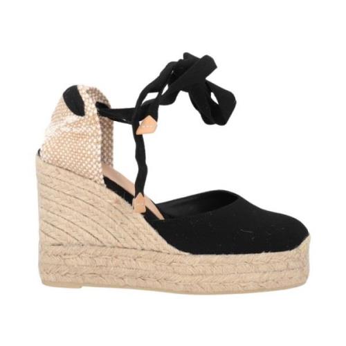 Castañer Svart Häl Espadriller i Raffia Black, Dam