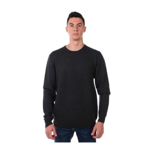 Daniele Alessandrini Basket Weave Sweater Pullover Gray, Herr