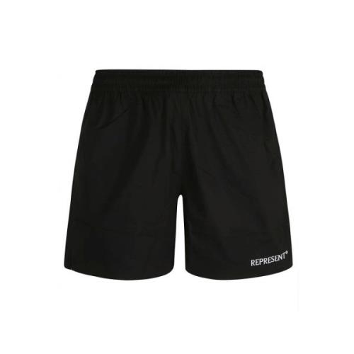 Represent Svarta Bomullsblandnings Shorts med Elastisk Midja Black, He...