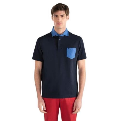 Harmont & Blaine Herr Casual Polo med Kontrastficka Blue, Herr