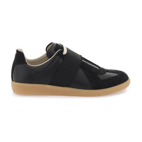 Maison Margiela Elastiskt Band Lädersneakers Black, Herr