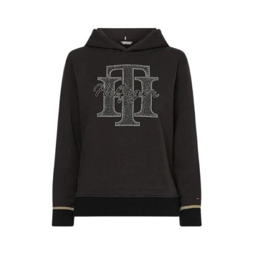 Tommy Hilfiger Ekologisk bomullshoodie med monogram Black, Dam