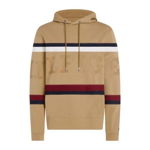 Tommy Hilfiger Herr Global Stripe Bomullshoodie Multicolor, Herr