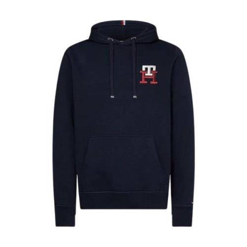 Tommy Hilfiger Hoodie med Logobrodyr Blue, Herr