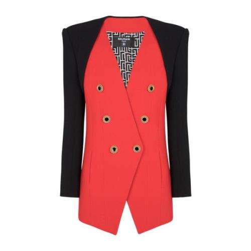 Balmain Dubbel trompe loeil jacka Red, Dam