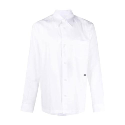 Dolce & Gabbana Långärmad Skjorta med Logodetalj White, Herr