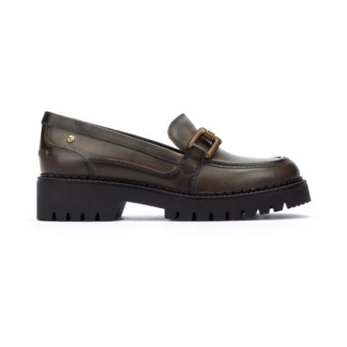 Pikolinos Studded Platform Loafer Green, Dam