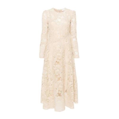 Zimmermann Elegant Spets Midi Klänning Beige, Dam