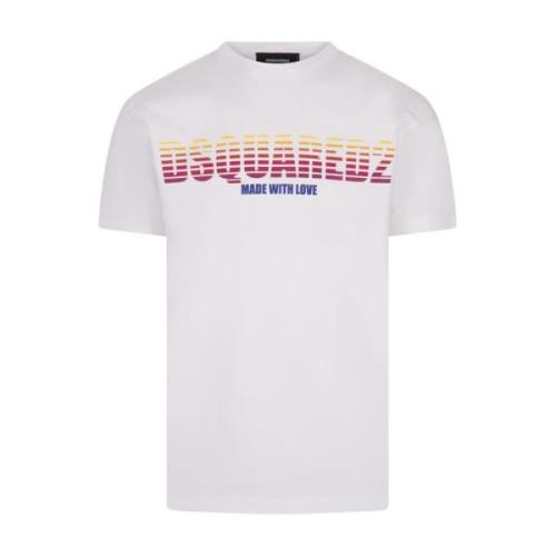 Dsquared2 Färgglad Crew Neck Bomull T-shirt White, Herr