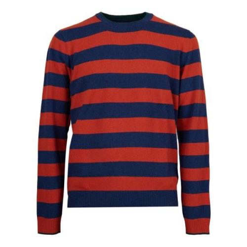 Gallo Blå Ull Cashmere Crew-Neck Tröja Multicolor, Herr