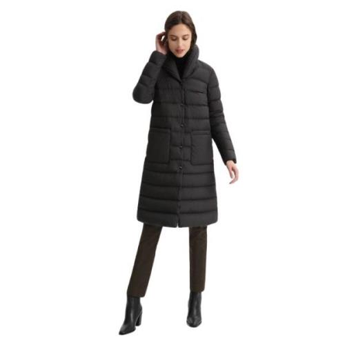 Woolrich Quiltad Microfiber Vinterrock med Shawlkrage Black, Dam