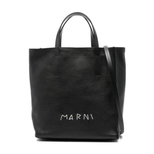 Marni Svart Broderad Logotyp Toteväska Black, Dam