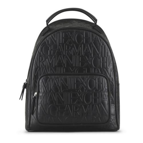 Armani Exchange Svart kvinnors ryggsäck med dragkedja Black, Dam