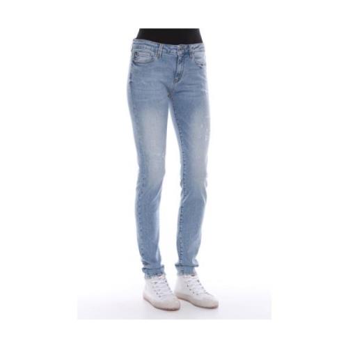 Love Moschino Denim Jeans Regular med Glitter Logo Blue, Dam