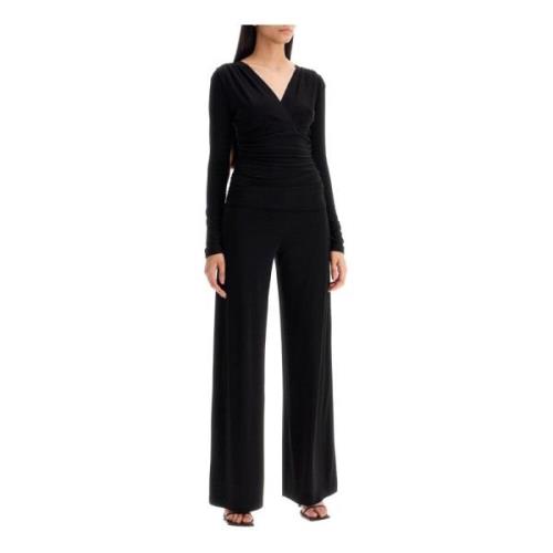 Norma Kamali Ruched Jumpsuit med Wide-Leg Byxor Black, Dam