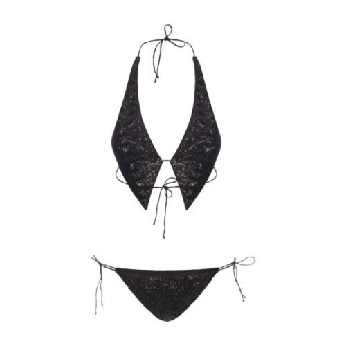 Oseree Svart Paljett Bind Bikini Black, Dam