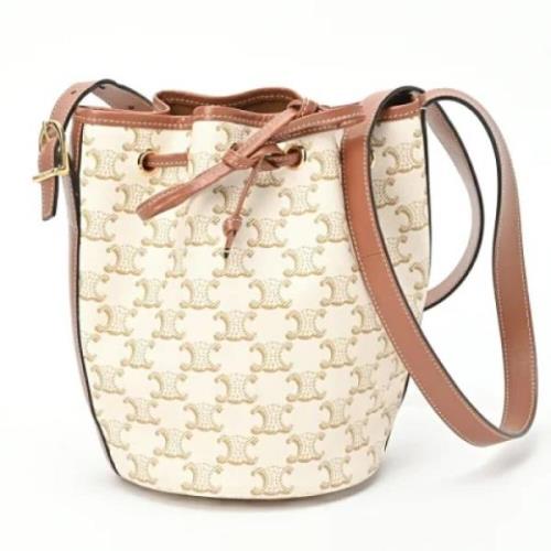 Celine Vintage Pre-owned Canvas axelremsvskor White, Dam