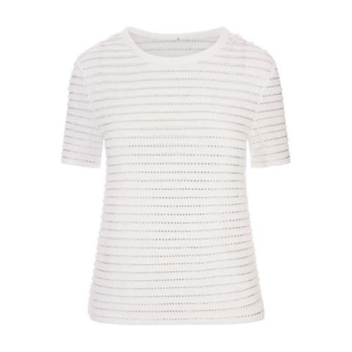 Ermanno Scervino Vit T-shirt med Micro Ruffles White, Dam