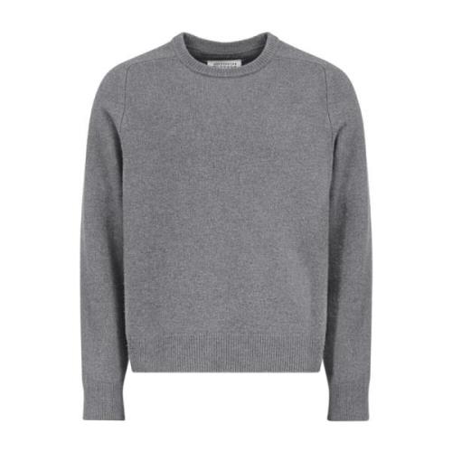 Maison Margiela Grå Ullstickad Crew Neck Tröja Gray, Herr