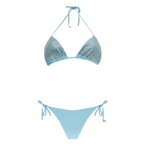 Fisico Blått Havkläder Bikini Bakre Snörning Blue, Dam