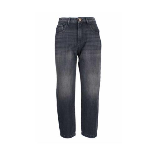 YES ZEE Hög Midja Svart Denim Jeans Black, Dam