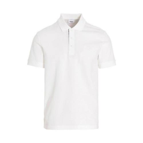 Burberry Pique Polo med Tartan Krage White, Herr