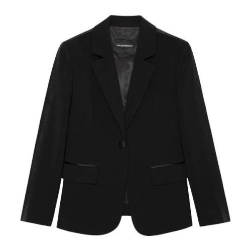 Emporio Armani Satin Smokingjacka med Raffinerad Stil Black, Dam