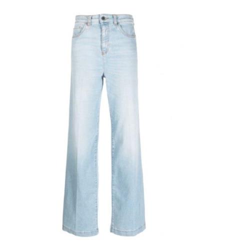 Emporio Armani Wide Leg Five-Pocket Donna Jeans Blue, Dam