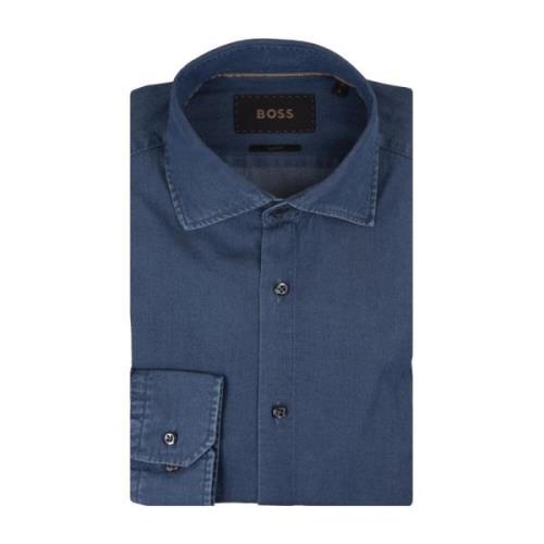 Hugo Boss Blå Denim Slim-Fit Skjorta Blue, Herr