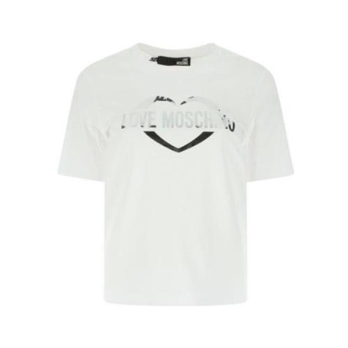 Moschino Silvertryck Dam T-shirt White, Dam