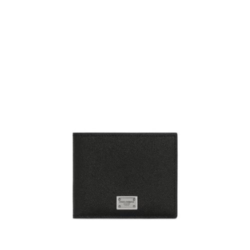 Dolce & Gabbana Svart Läder Plånbok Bi-Fold Design Black, Herr